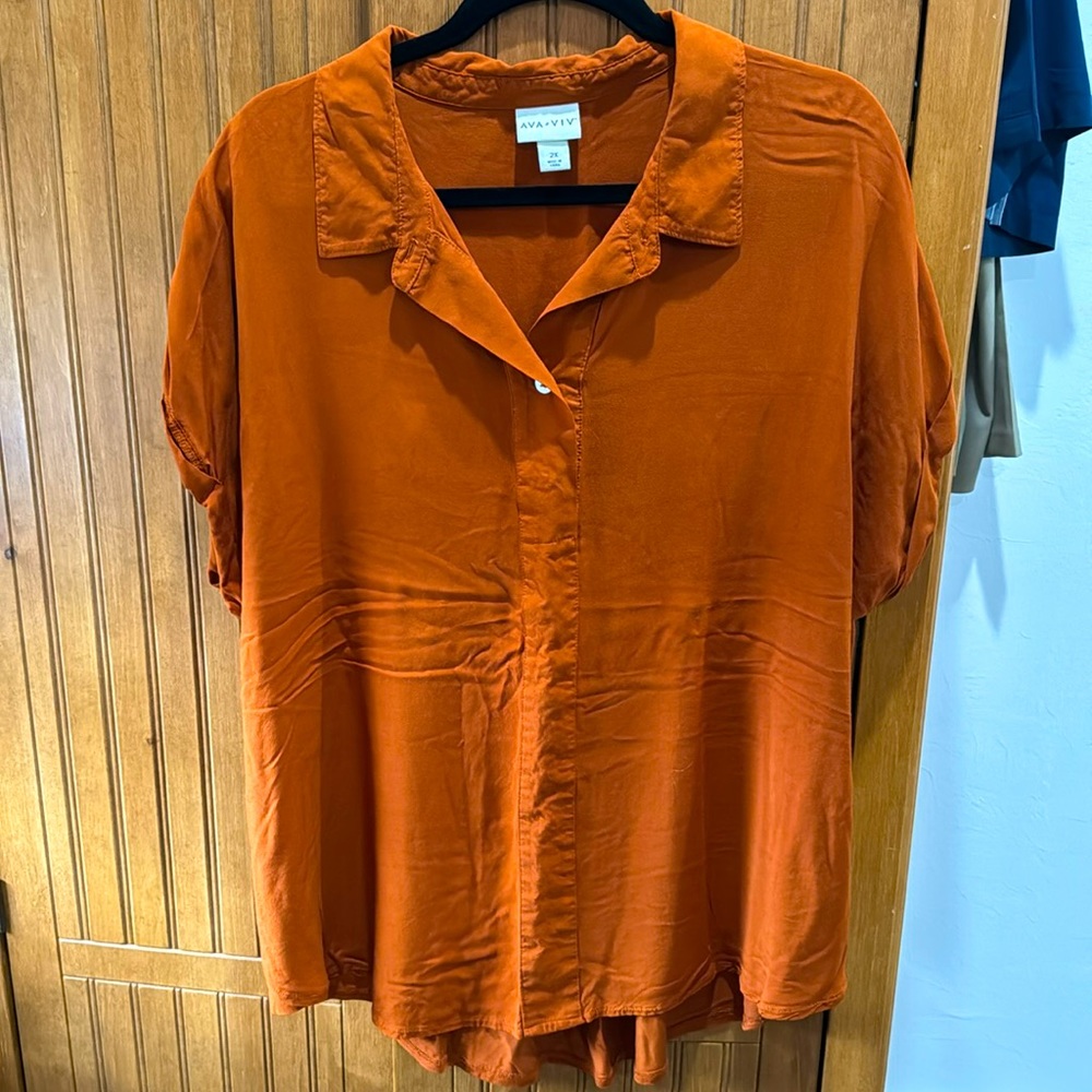 Ava & Viv Rust colored shirt sleeve top